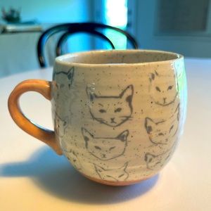 Anthropologie Leah Reena Goren cat study mug pink